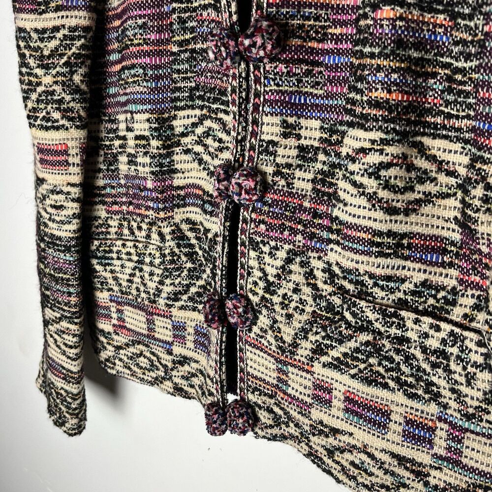 NWT Zara Jacquard Jacket Cardigan Wool / Cotton Blend in Multicolor XS Boho - Picture 3 of 9